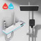 Luxury Smart Shower System With LED Lights And Digital Thermostat Full Set Glass Panel Faucet 12