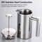 Stainless Steel French Press Coffee Maker Double Wall Insulated Coffee Pot 350ml 800ml 1000ml 2