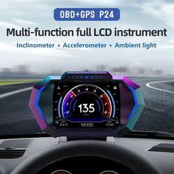 p24 obd + gps car head up display – digital speedometer with fuel, temp, and driving data monitor