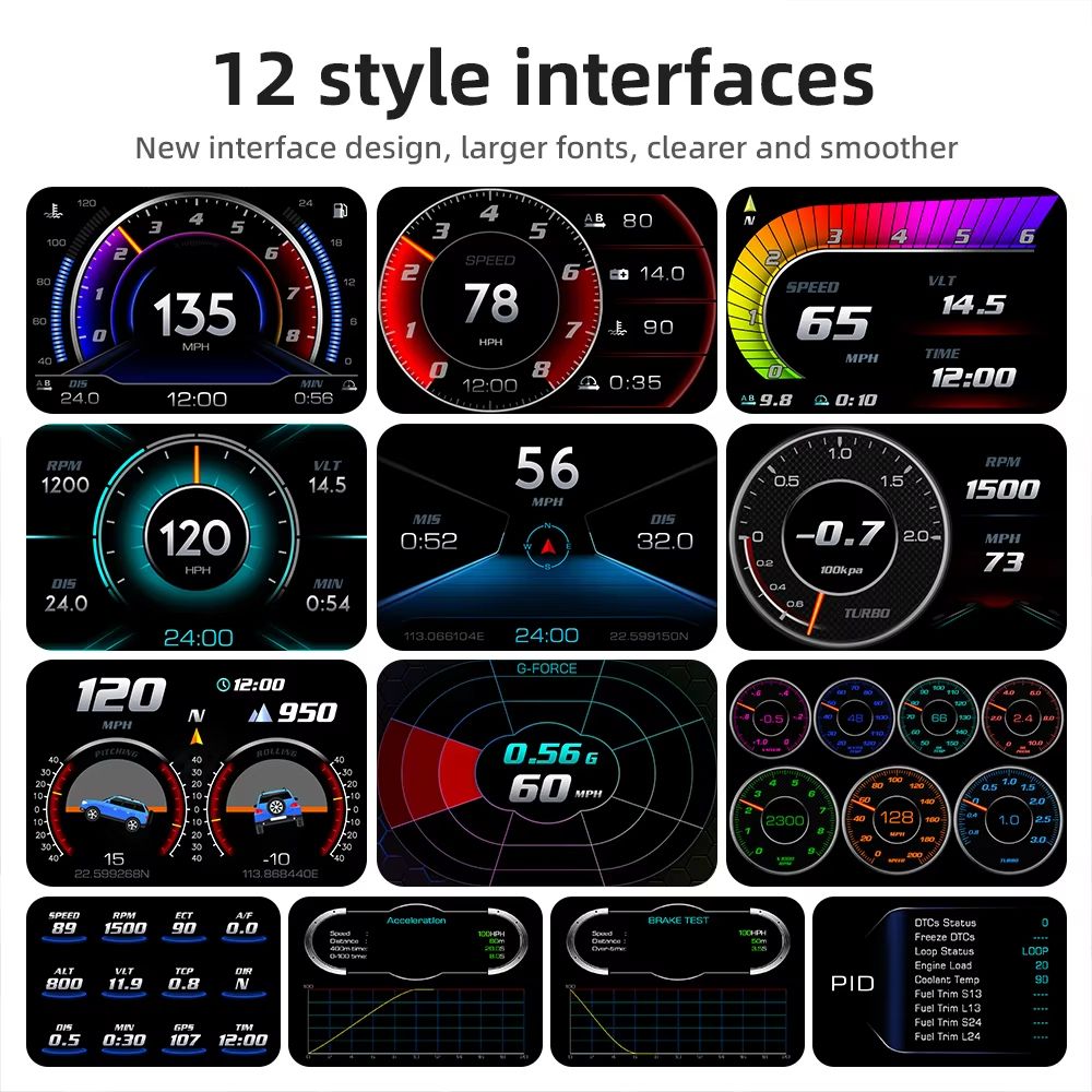 P24 OBD GPS Car Head Up Display Digital Speedometer With Fuel Temp And Driving Data Monitor 2