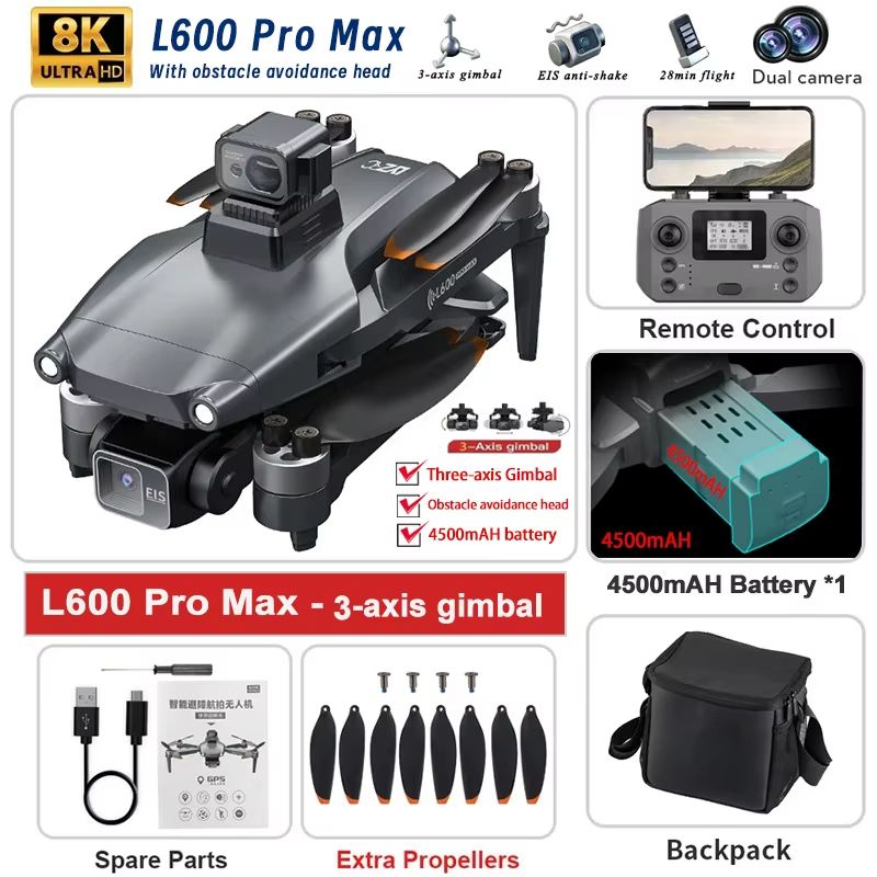 L600 PRO MAX 2025 GPS Drone With 4K Dual Camera  3Axis Gimbal 7