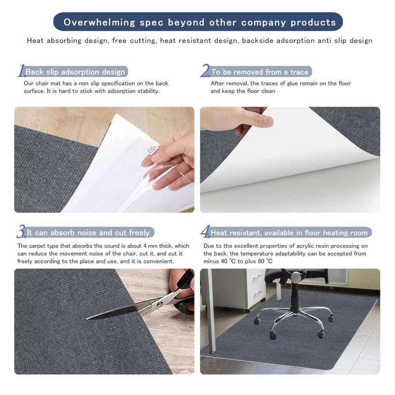 Keilymat 90x120cm Office Chair Mat Hardwood Floor Protector For Gaming Work 2