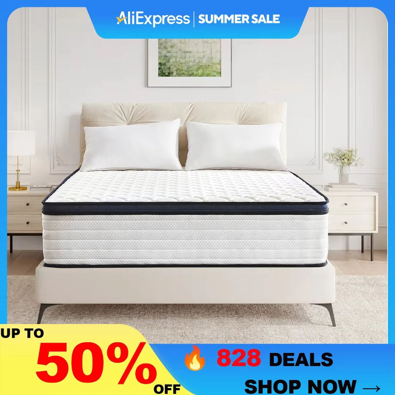 Queen Size Gel Memory Foam Hybrid Mattress  Pressure Relief Medium Firm Comfort And Motion Isolatio 0