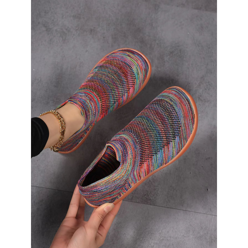 Womens ColorBlock Barefoot Sneakers Lightweight Breathable Knitted Walking Shoes 1