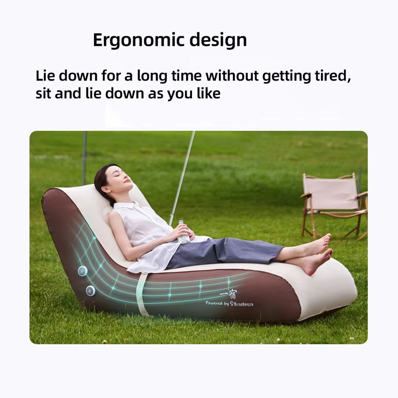 Automatic Inflatable Chaise Lounge Sofa OneButton Air Pump Recliner 4