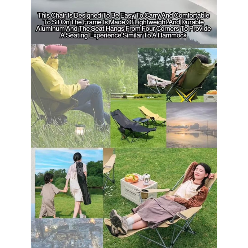 Portable Folding Recliner Chair With Curved Headrest And Leg Rest  Easy Storage Comfort Seat 2