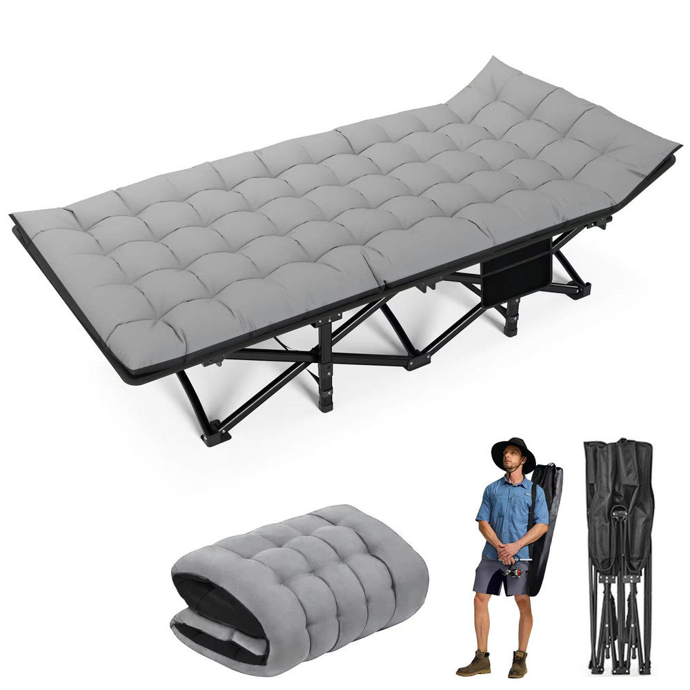 Folding Camping Cot  Portable Heavy Duty Outdoor Bed For Adults Home Beach And RV Use 200kg Weight  1