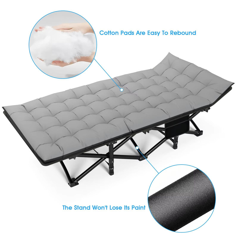Folding Camping Cot  Portable Heavy Duty Outdoor Bed For Adults Home Beach And RV Use 200kg Weight  2