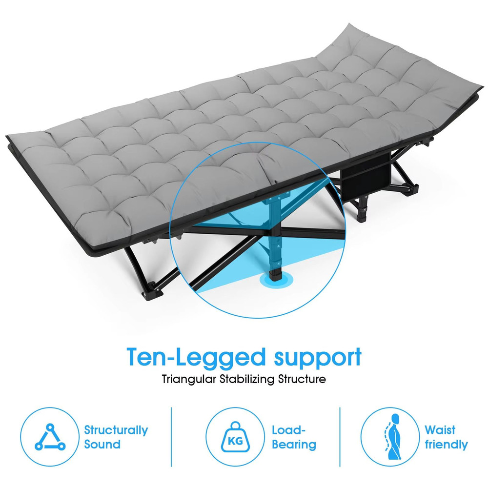 Folding Camping Cot  Portable Heavy Duty Outdoor Bed For Adults Home Beach And RV Use 200kg Weight  3