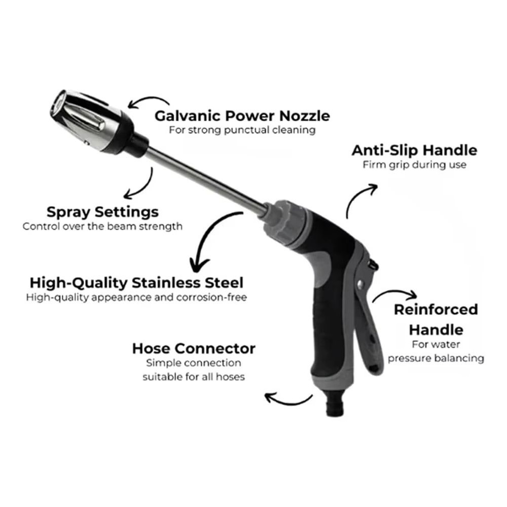 Garden High Pressure Washer Gun With 360 Rotating Hose Power Cleaning Tool For Cars Patios And Out 5