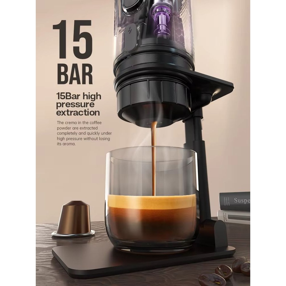HiBREW Portable Espresso Coffee Maker 12V Car And Home Machine For Capsules Ground Coffee 3