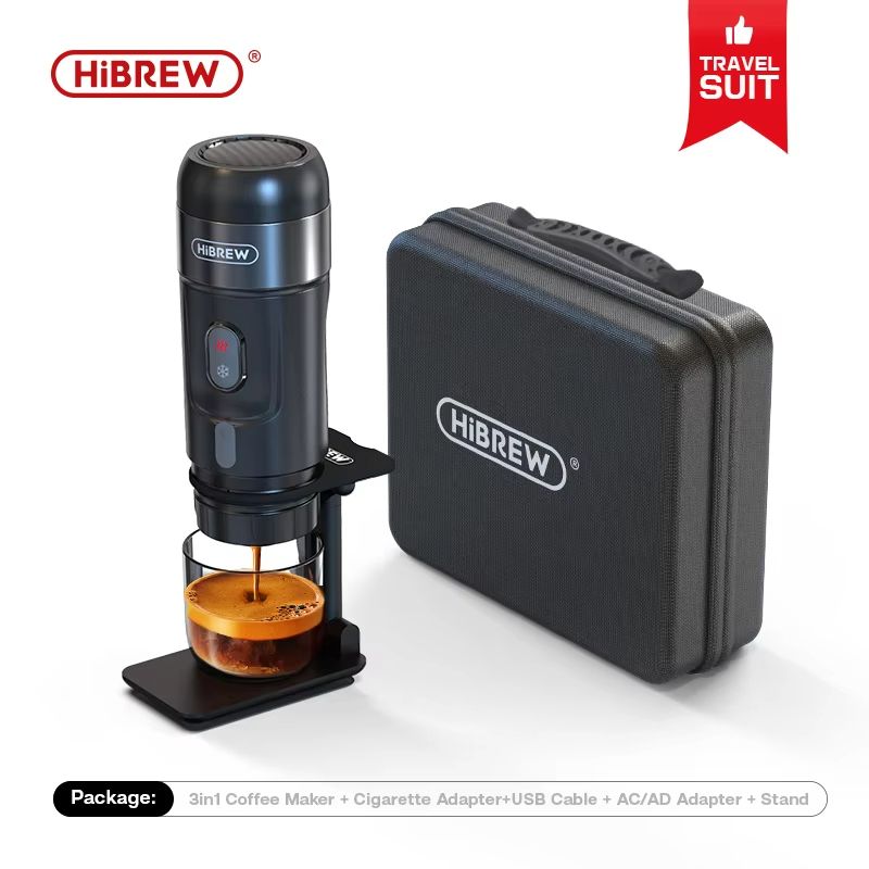 HiBREW Portable Espresso Coffee Maker 12V Car And Home Machine For Capsules Ground Coffee 6