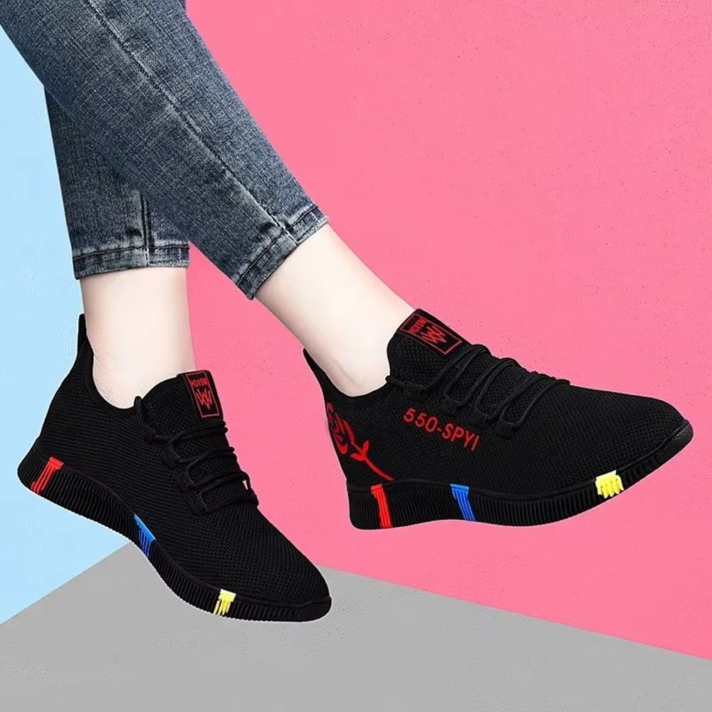 2024 Womens Vulcanized Sneakers Lightweight Mesh Casual Shoes With Platform Sole 4