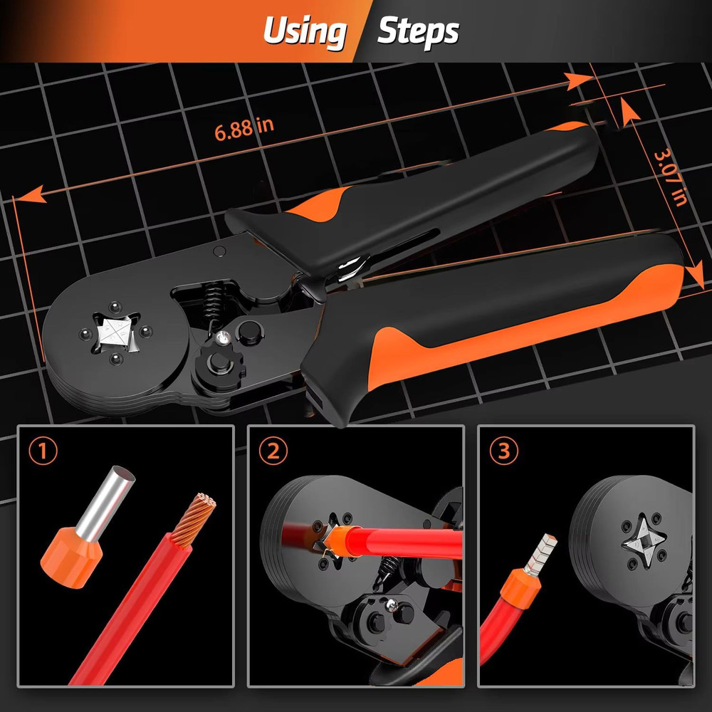 Hexagonal SelfAdjusting Ratchet Crimping Tool Kit With Ferrule Sleeves  Professional Wire Crimper 0 2