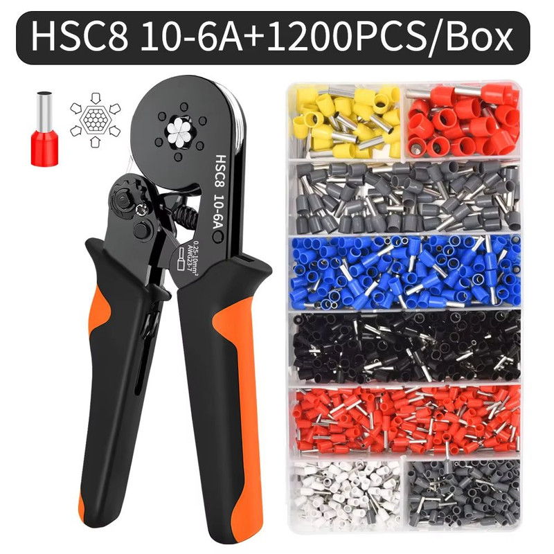 Hexagonal SelfAdjusting Ratchet Crimping Tool Kit With Ferrule Sleeves  Professional Wire Crimper 0 12