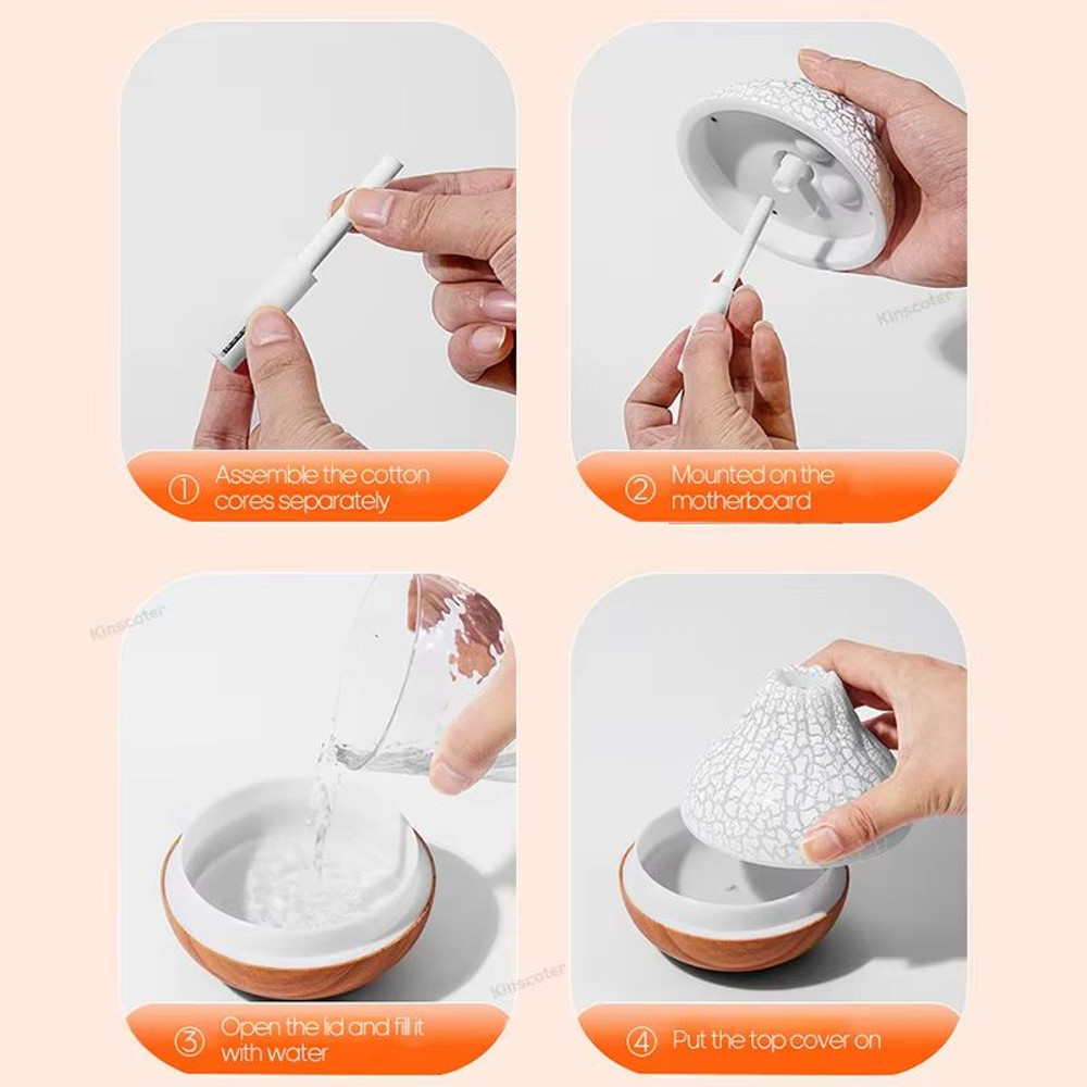 Volcano Air Humidifier 300ml USB Desktop Diffuser With Colorful Ambient Night Light 5