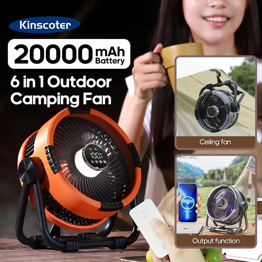Multifunctional 6in1 Camping Fan With 20000mAh Battery Wireless Tent Ceiling Fan And Air Circulator 0