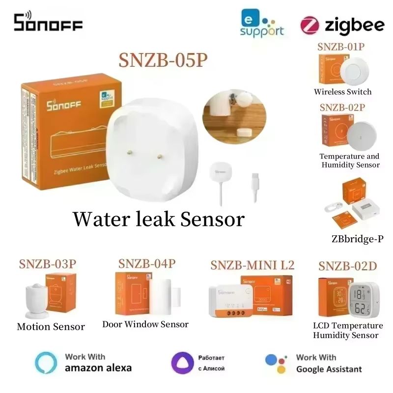 SONOFF SNZB05P Zigbee Water Leak Sensor With Smart Home Alert System 0