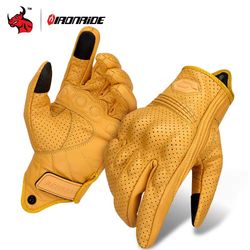 vintage leather motorcycle gloves – breathable summer riding gloves with anti-slip grip for men & women