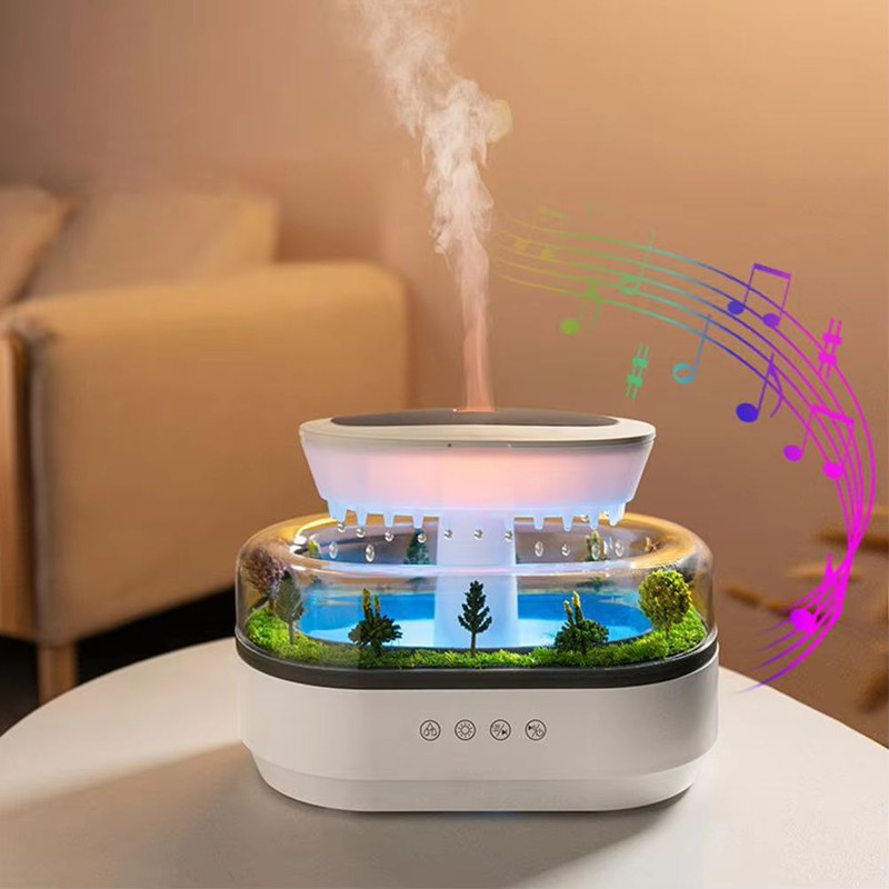 Rain Cloud Cool Mist Humidifier Essential Oil Diffuser With 7Color Night Light Micro Landscape De 1