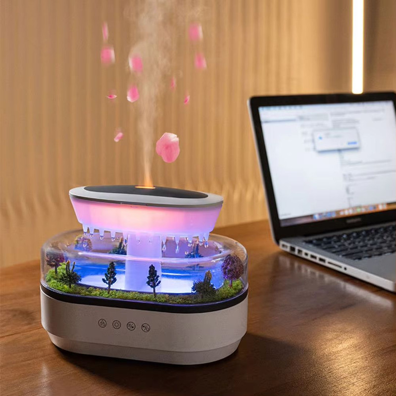 Rain Cloud Cool Mist Humidifier Essential Oil Diffuser With 7Color Night Light Micro Landscape De 2