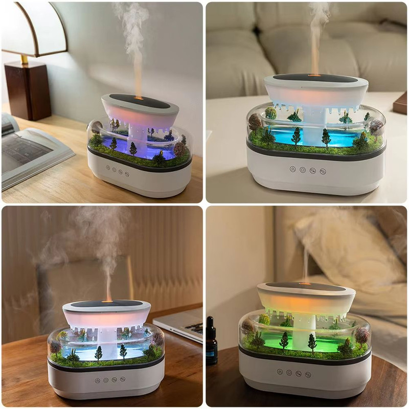 Rain Cloud Cool Mist Humidifier Essential Oil Diffuser With 7Color Night Light Micro Landscape De 3