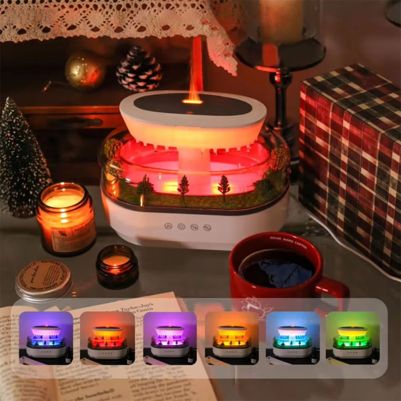 Rain Cloud Cool Mist Humidifier Essential Oil Diffuser With 7Color Night Light Micro Landscape De 4