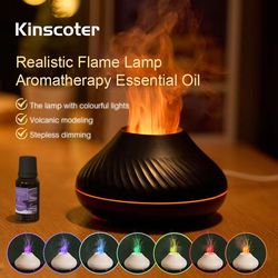 kinscoter volcanic aroma diffuser – usb portable essential oil humidifier with flame night light
