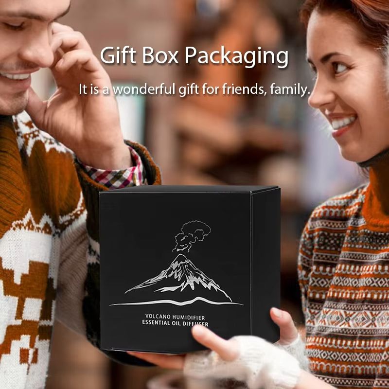 Kinscoter Volcanic Aroma Diffuser USB Portable Essential Oil Humidifier With Flame Night Light 4