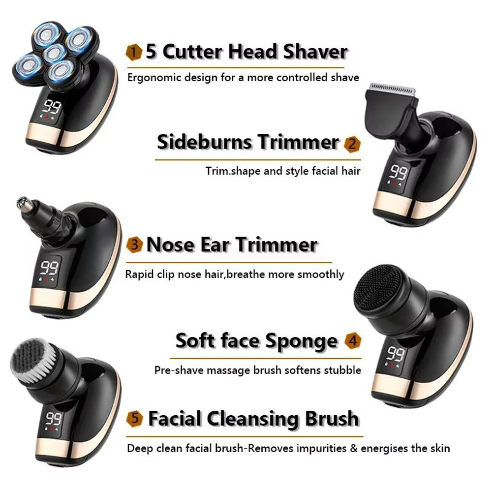 5in1 Electric Shaver For Men Rechargeable Waterproof Razor With Beard Hair And Face Grooming Attac 3