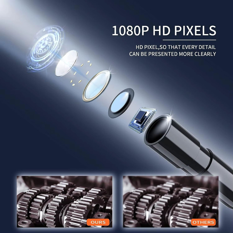 Industrial 1080P Waterproof Endoscope Camera  8 Mm Pipe  Automotive Inspection With BuiltIn Screen 3