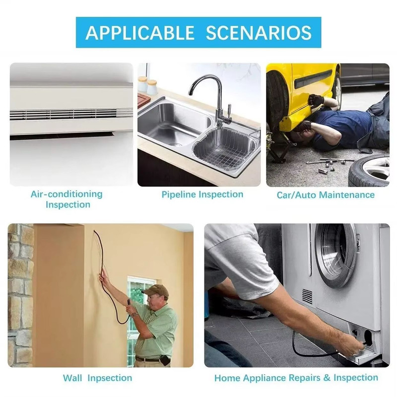 Industrial 1080P Waterproof Endoscope Camera  8 Mm Pipe  Automotive Inspection With BuiltIn Screen 5