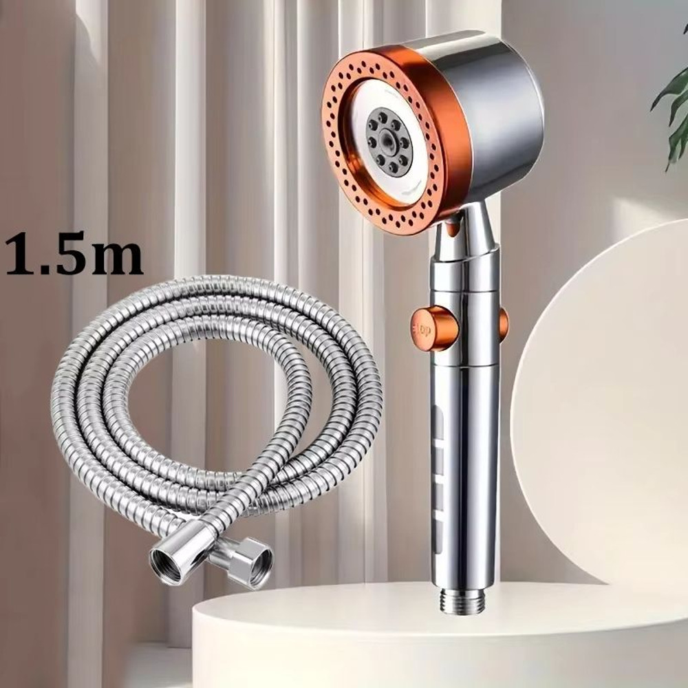 High Pressure WaterSaving Shower Head With Filter And 5 Spray Modes  Handheld With OneButton Stop 12