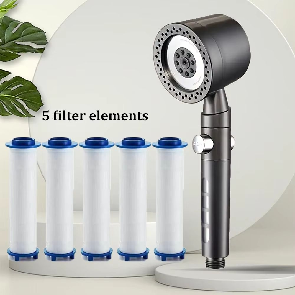 High Pressure WaterSaving Shower Head With Filter And 5 Spray Modes  Handheld With OneButton Stop 19