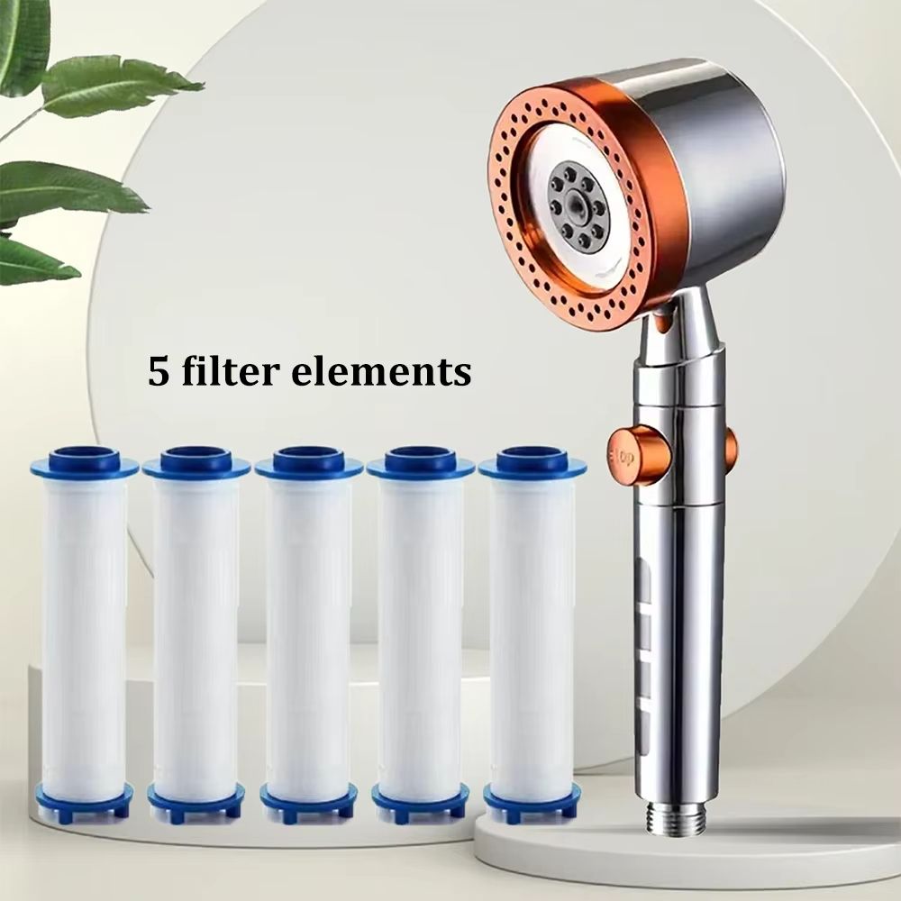 High Pressure WaterSaving Shower Head With Filter And 5 Spray Modes  Handheld With OneButton Stop 20