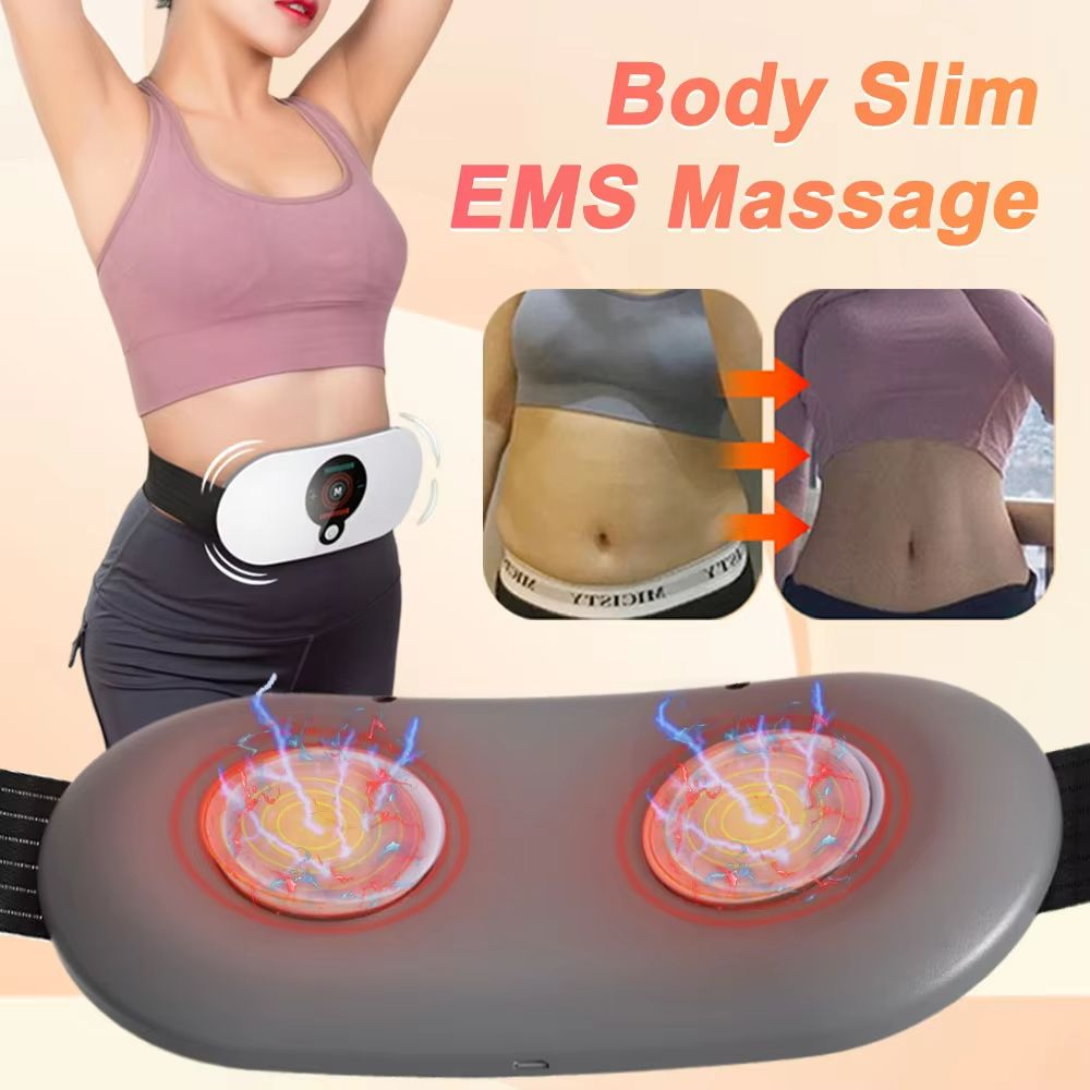 EMS Abdominal Slimming Belt With Heating Muscle Massage Electric Waist Trainer For Fat Burning T 0