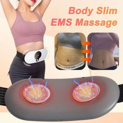 ems abdominal slimming belt with heating & muscle massage – electric waist trainer for fat burning & toning