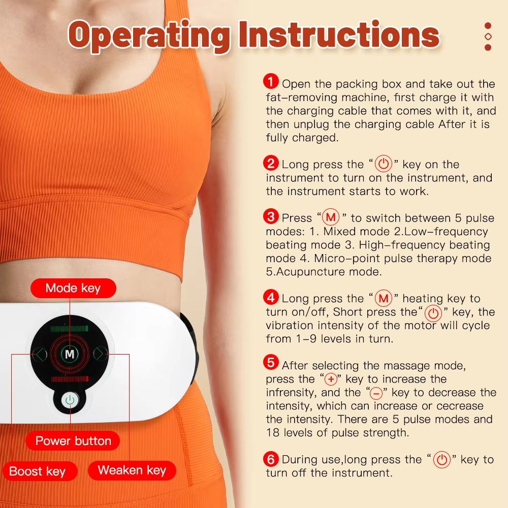 EMS Abdominal Slimming Belt With Heating Muscle Massage Electric Waist Trainer For Fat Burning T 5