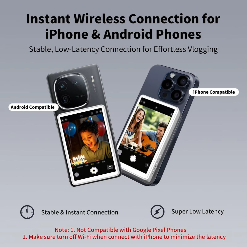 Magnetic Phone Selfie Monitor Rear Camera Screen For IPhone Android Vlogging Live Streaming And P 2