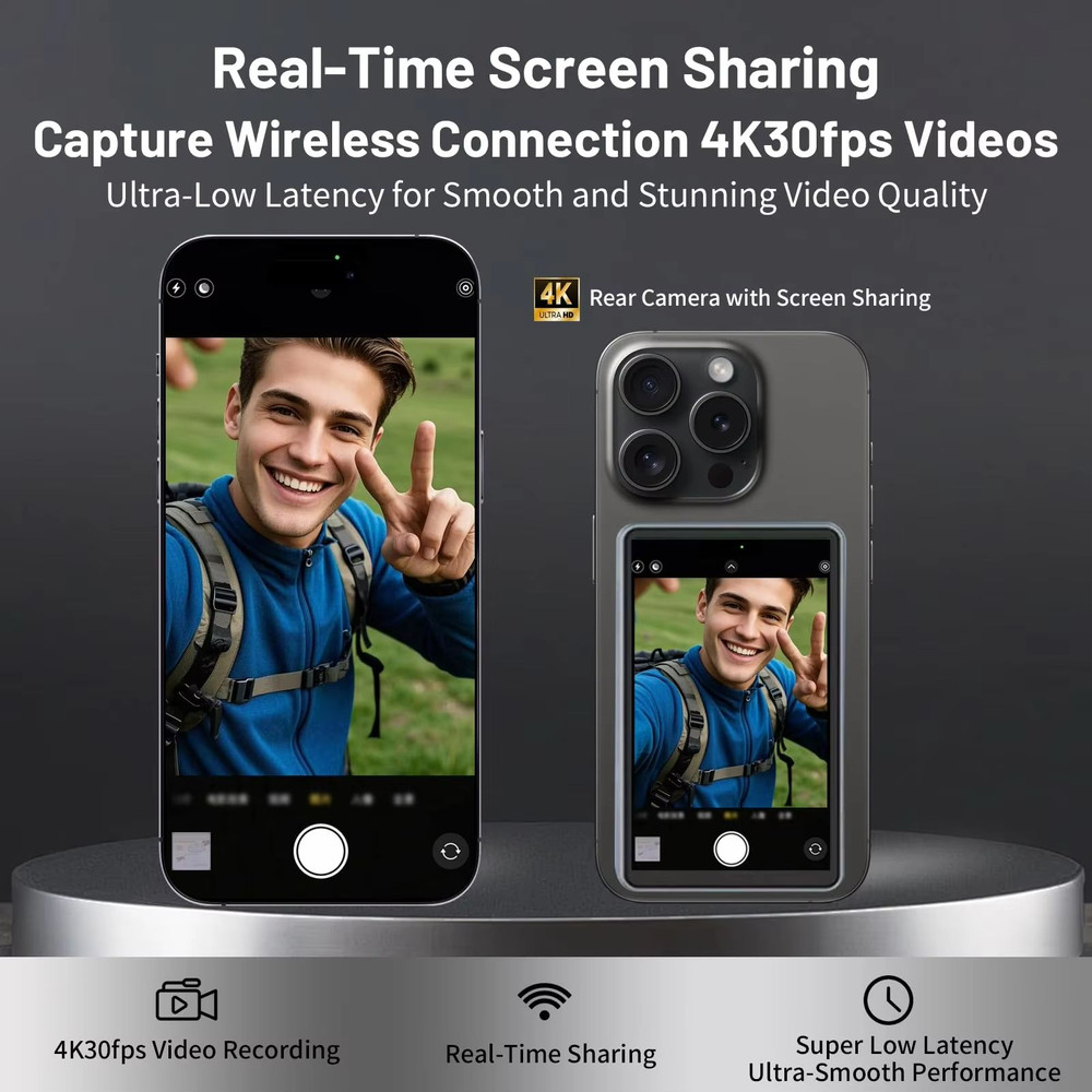 Magnetic Phone Selfie Monitor Rear Camera Screen For IPhone Android Vlogging Live Streaming And P 3
