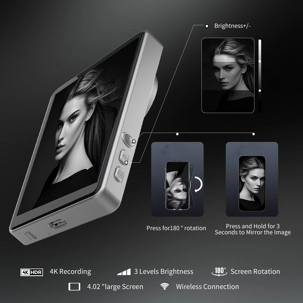 Magnetic Phone Selfie Monitor Rear Camera Screen For IPhone Android Vlogging Live Streaming And P 5