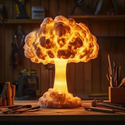 atomic mushroom cloud table lamp – resin desk light with usb power for home & office decor