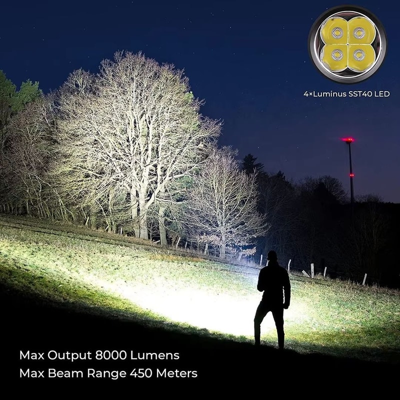 Sofirn SP36 Pro Powerful LED Flashlight 8000 Lumens USBC Rechargeable Torch With 4xSST40 LEDs 4