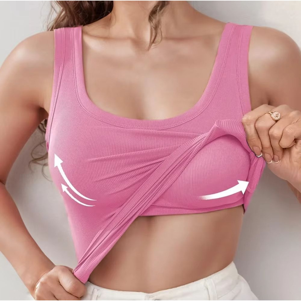 Plus Size Suspender Camisole Top  Builtin Bra With Wide Shoulder Straps 9