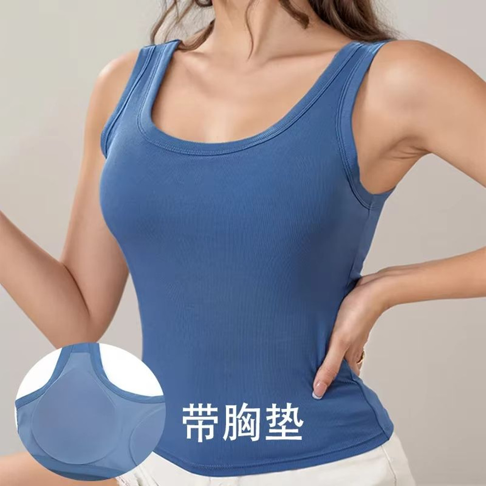 Plus Size Suspender Camisole Top  Builtin Bra With Wide Shoulder Straps 1