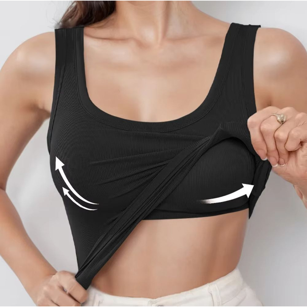Plus Size Suspender Camisole Top  Builtin Bra With Wide Shoulder Straps 6