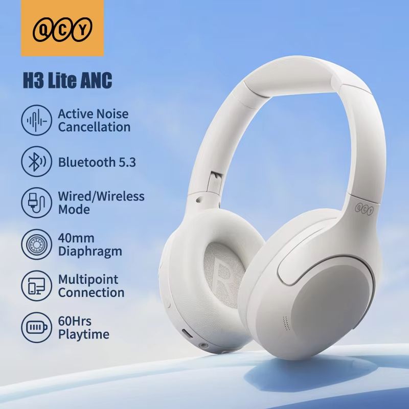 QCY H3 Lite ANC Wireless Headphones Bluetooth 53 OverEar Headset With HIFI Sound 60H Playtime 0
