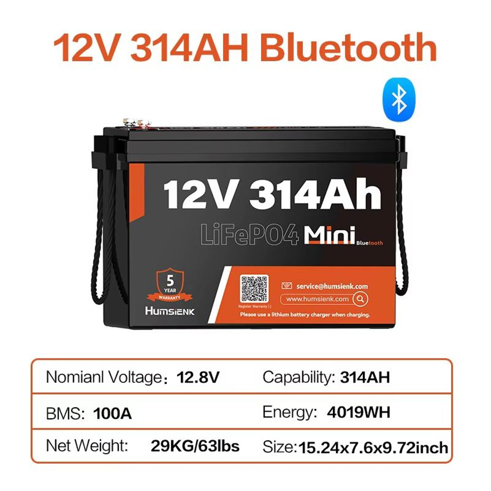 Humsienk LiFePO4 Battery 12V Rechargeable Cells With BMS 20Ah To 314Ah 15000 Cycle Deep Cycle Batt 9