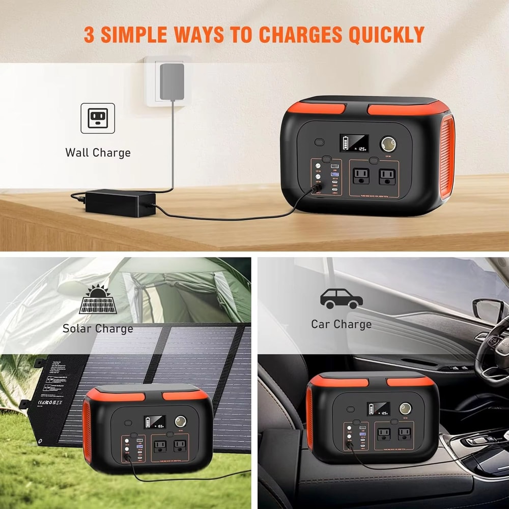 Portable Power Station 120W200W300W600W Solar Generator With AC Outlets For Camping RV Home Backu 3