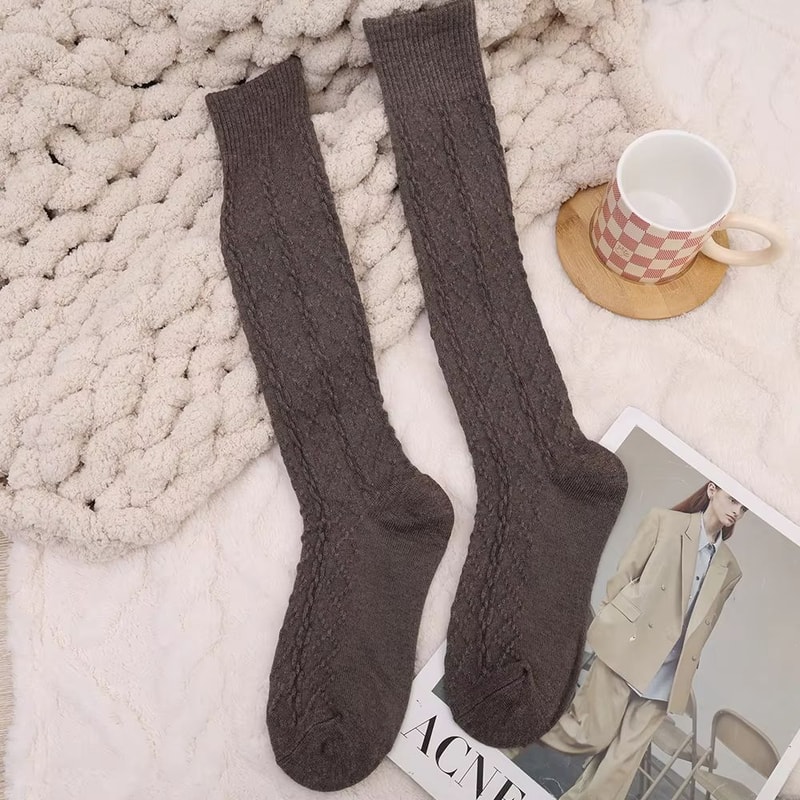Womens Wool ThighHigh Socks Cozy OvertheKnee Cotton Blend Stockings For Winter Casual Wear 9